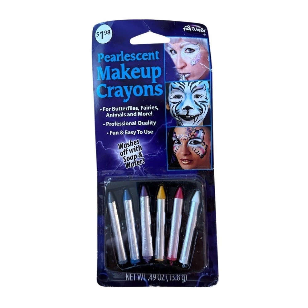 Halloween Fun World Pearlescent Makeup Crayons 6-Pack Washable Face & Body Set